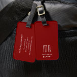 Modern Monogram Burgundy Luggage Tag<br><div class="desc">Modern Monogram Burgundy Luggage Tag.</div>