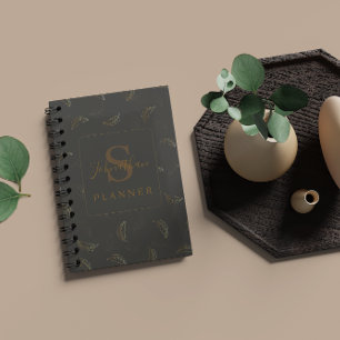 Modern Monogram Business Black - Gold Planner