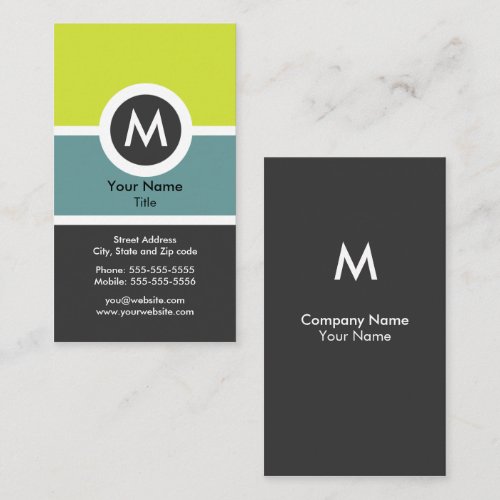 Modern Monogram Business Card
