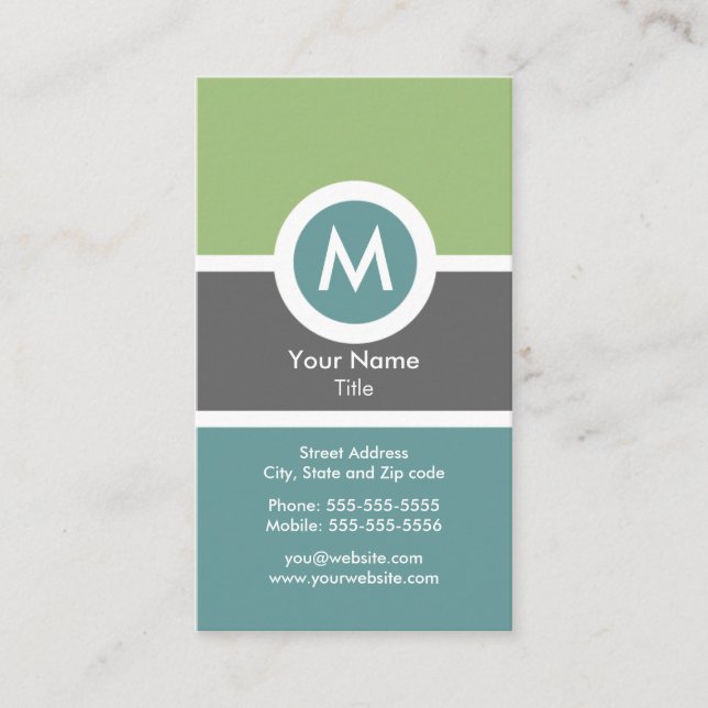 Modern Monogram Business Card (Front)