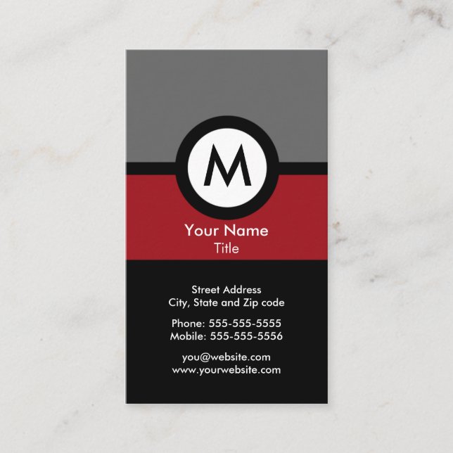 Modern Monogram Business Card (Front)