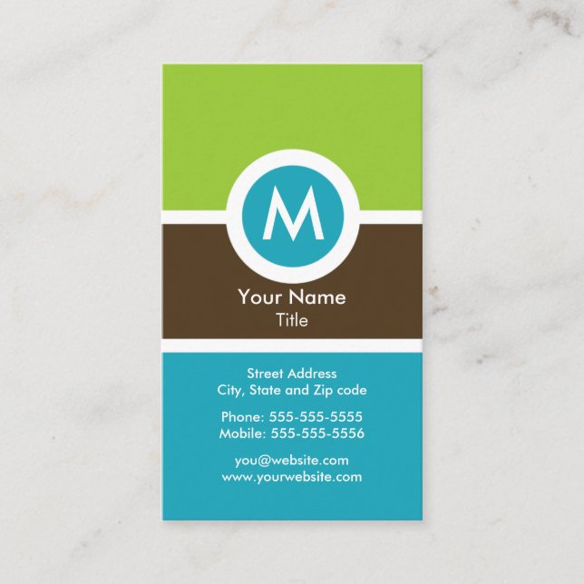 Modern Monogram Business Card (Front)