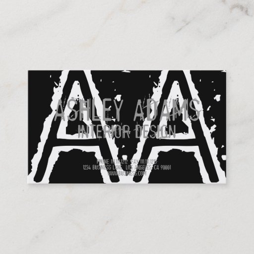 Customizable MODERN MONOGRAM BUSINESS CARD BLACK