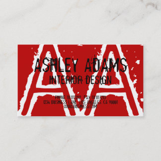 MODERN MONOGRAM BUSINESS CARD RED