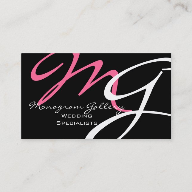 Modern Monogram Business Cards Template Pink (Front)