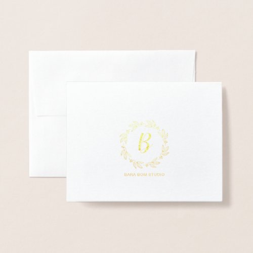 Modern Monogram Business Logo Gold Foil Card