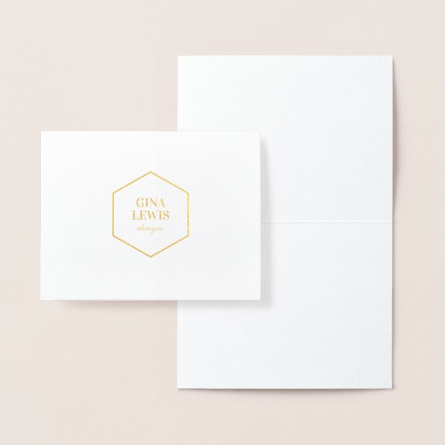 Modern Monogram, Business Logo Real Gold Foil Card (Display)