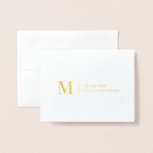 Modern Monogram Business Logo Real Gold Foil Card