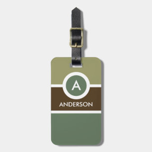 Modern Monogram Business Luggage Tag - Green/Brown