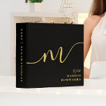 Modern Monogram Calligraphy Black Gold Appointment 3 Ring Binder<br><div class="desc">Modern Monogram Calligraphy Black Gold Appointment 3 ring binder. Easy to customize elegant script typography monogram. Perfect monogrammed name gift idea!</div>