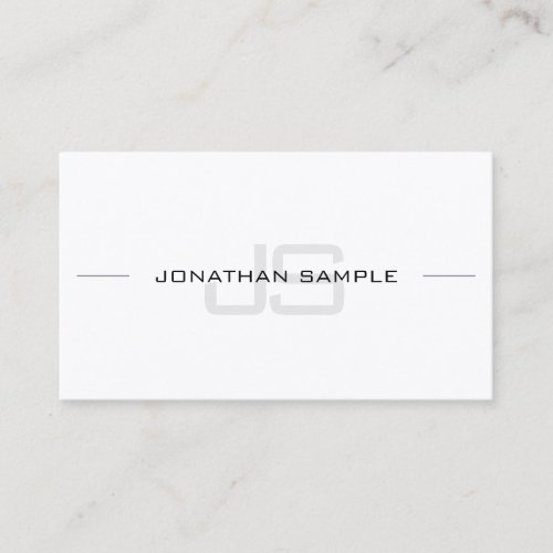 Modern Monogram Chic Minimalist Plain Professional Business Card