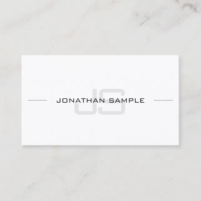 Modern Monogram Chic Minimalist Plain Professional Business Card | Zazzle