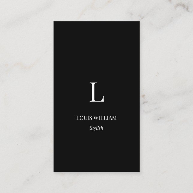 Modern Monogram Chic Minimalist Professional Black Business Card (Front)