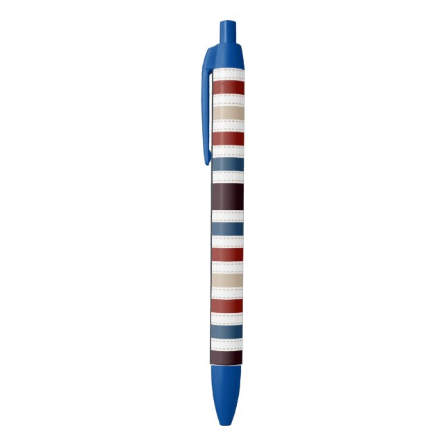 Modern Monogram Chic Striped Ink Pen (Top (Vertical))