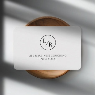 Modern, monogram, circle, gray business card