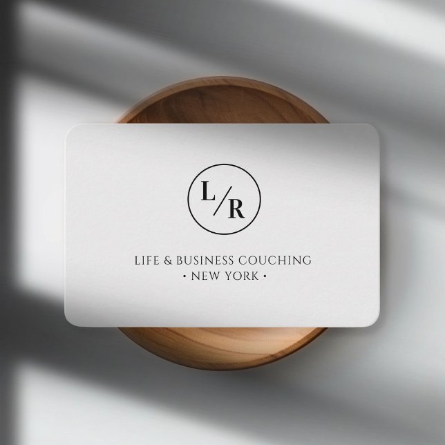 Modern, monogram, circle, gray business card (Creator Uploaded)