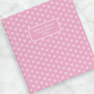 Modern Monogram Class Notes light pink 3 Ring Binder