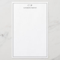 Modern Monogram Classic Black Personal Stationery