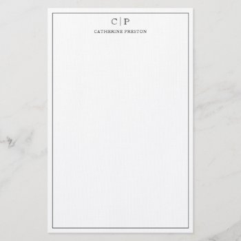 Modern Monogram Classic Black Personal Stationery by CutieParty at Zazzle