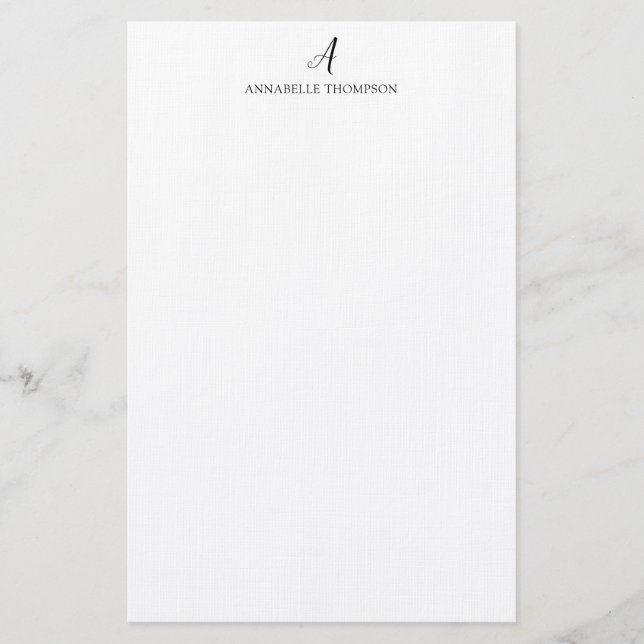 Modern Monogram Classic Black Personal Stationery  (Front)