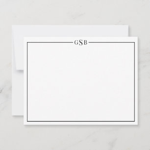 Modern Monogram Classic Black Personal Stationery Note Card