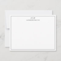 Modern Monogram Classic Black Personal Stationery