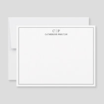 Modern Monogram Classic Black Personal Stationery  Note Card