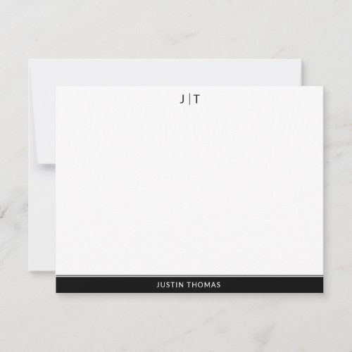 Modern Monogram Classic Black Personal Stationery  Note Card