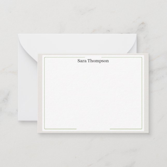 Modern Monogram Classic Black Personal Stationery  Note Card (Front)