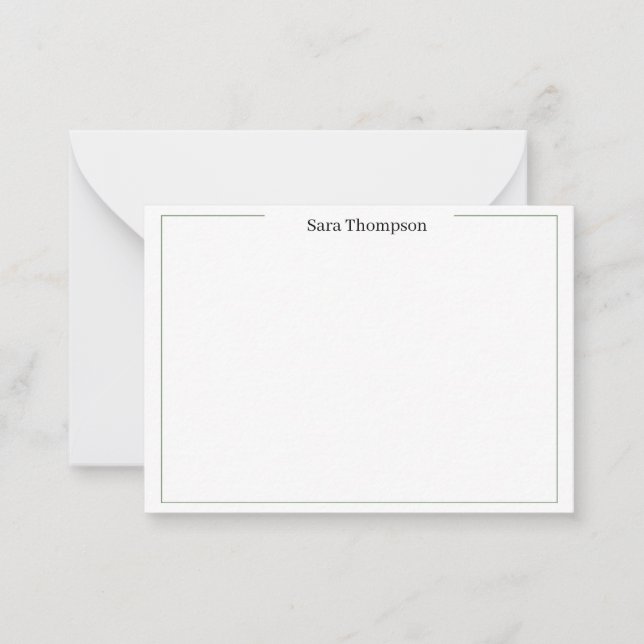 Modern Monogram Classic Black Personal Stationery  Note Card (Front)