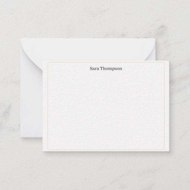 Modern Monogram Classic Black Personal Stationery  Note Card (Front)