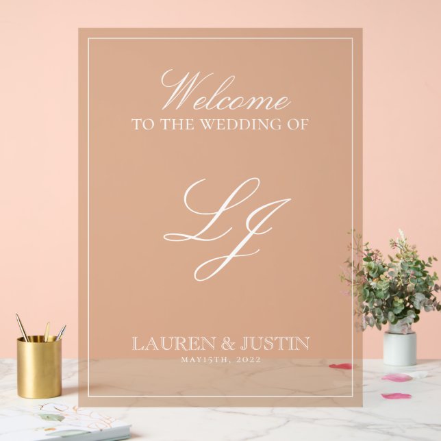 Modern Monogram Classic Terracotta Script Welcome Acrylic Sign (Wedding)