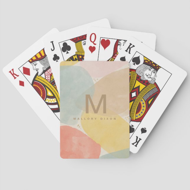 Modern Monogram Colorful Abstract  Poker Cards (Back)