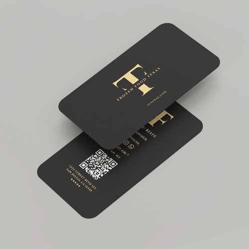 Modern Monogram Company Logo F T Black Gold Business Card