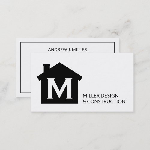 Modern Monogram Contractor Architect Real Estate Business Card