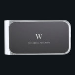 Modern Monogram Cool Minimalist Professional Silver Finish Money Clip<br><div class="desc">Modern and professional money clip featuring your monogram along with trendy minimalist typography on a luxury grey gradient.</div>