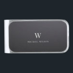 Modern Monogram Cool Minimalist Professional Silver Finish Money Clip<br><div class="desc">Modern and professional money clip featuring your monogram along with trendy minimalist typography on a luxury grey gradient.</div>
