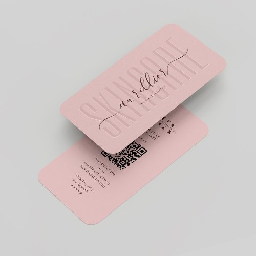 Modern Monogram Cosmetologist Esthetician Pink  Business Card