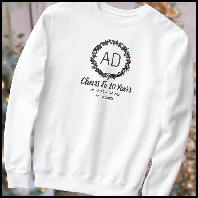 Modern  Monogram Couples 10th Anniversary Sweatshirt (Creator Uploaded)