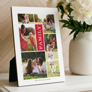 Modern Monogram Custom Family Photo Collage Plaque