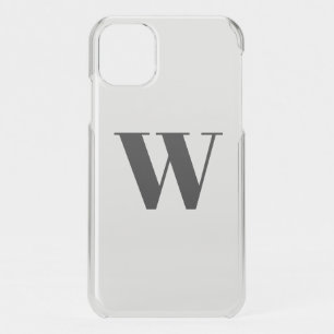 Modern monogram custom initial letter black clear iPhone 11 case