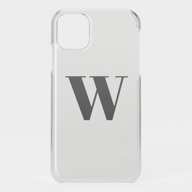 Modern monogram custom initial letter black clear uncommon iPhone case (Back)