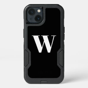 Modern monogram custom initial letter black white iPhone 13 case