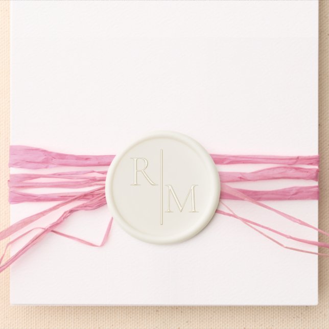 Modern Monogram Custom Letters Wedding Place Cards Wax Seal Sticker (Front)