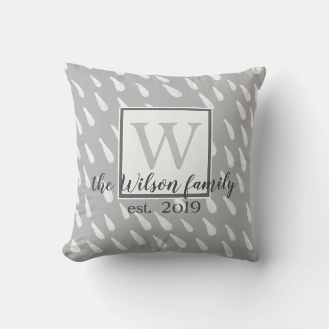 modern monogram custom pillow gray and white (Front)