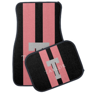 Modern Monogram Custom Pink Car Floor Mat