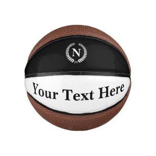 Modern Monogram Custom Text Mini Basketball