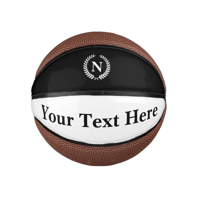 Modern Monogram Custom Text Mini Basketball (Front)