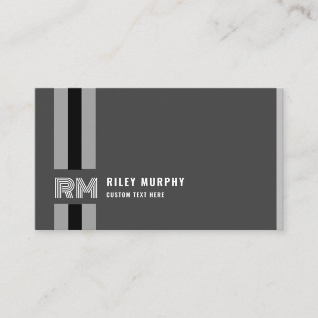 Modern Monogram Dark Gray  Professional Business Card (Front)