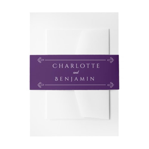 Modern Monogram Dark Plum Wedding Invitation Belly Band